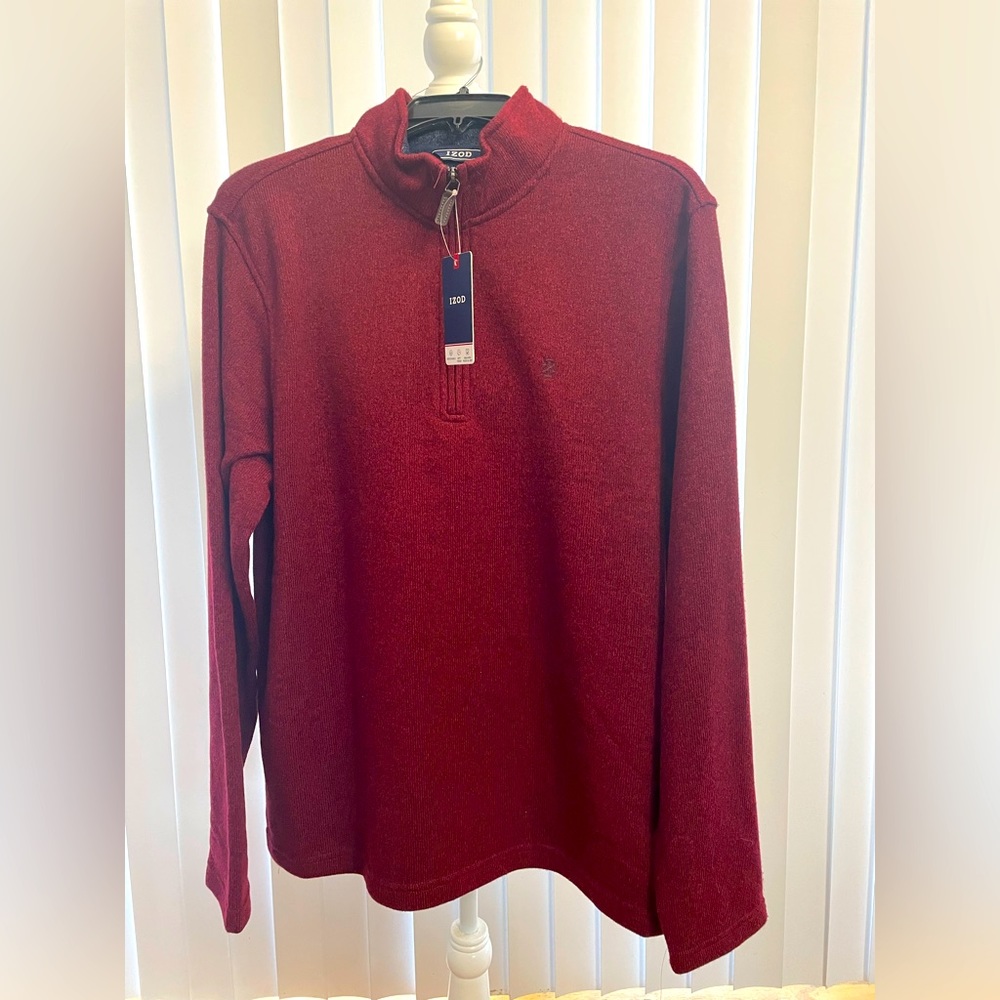 NWT Men’s Izod 3/4 zip sweater size M